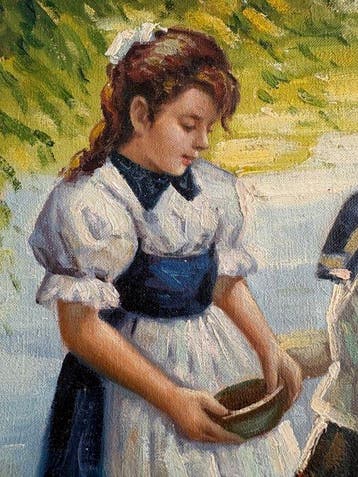 Henri Hart ( 1965 - ) - Enfants au bord du lac
