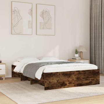 vidaXL Bedframe zonder matras hout gerookt eikenkleurig, Verzenden, Nieuw