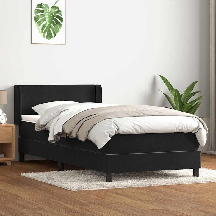 vidaXL Boxspring met matras fluweel zwart 90x210 cm, Maison & Meubles, Chambre à coucher | Lits, Envoi