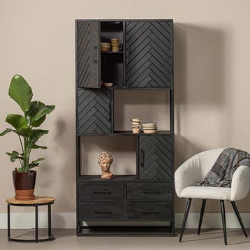 Vakkenkast Mangohout Fianna 90 cm, Verzenden, Nieuw, Overige houtsoorten, Industriële meubels
