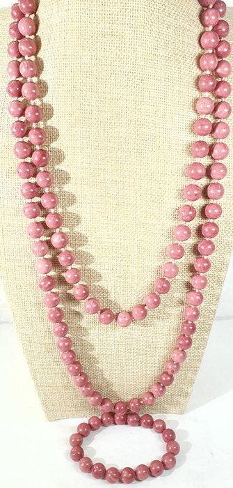 Tanzaniaanse rhodoniet - Liefdesenergie - Armband en ketting, Verzamelen