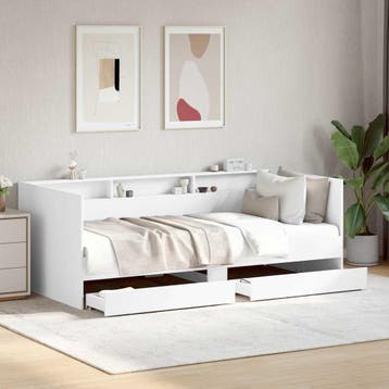 vidaXL Slaapbank met lades zonder matras 75x190 cm wit, Verzenden, Nieuw