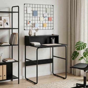 vidaXL Bureau met opslag Zwart eiken 60 x 50 x 91 cm, Verzenden, Nieuw