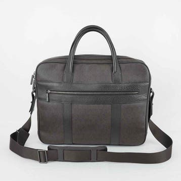 Alfred Dunhill - Brown Leather & Coated Canvas Business