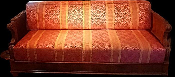 Voetenbank - hard hout - Ottomana Bordeaux, Antiek en Kunst, Antiek | Overige Antiek