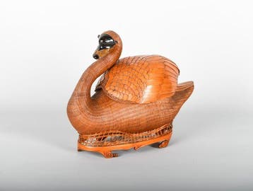 Zeldzame Vintage bamboe & rotan zwaan mand – Shanghai