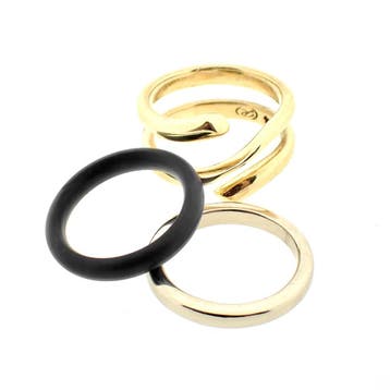 Bicolor gouden 3-delige ring; Georg Jensen, Ophalen of Verzenden