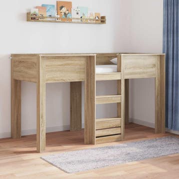 vidaXL Stapeld bed voor kids Sonoma Eik 75 x 190 cm Bewerkt, Verzenden, Nieuw
