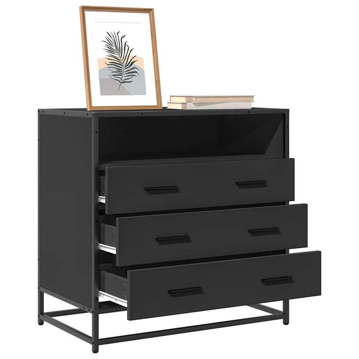 vidaXL Ladekast 70x41x70 cm bewerkt hout zwart, Maison & Meubles, Armoires | Autre, Envoi