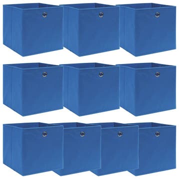 vidaXL Opbergboxen 10 st 32x32x32 cm stof blauw, Verzenden