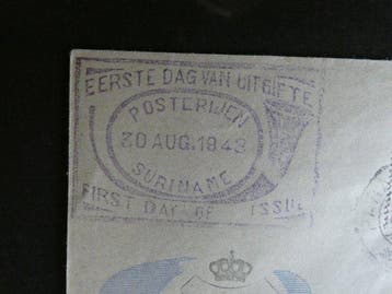 Suriname 1948 - FDC Voorloper Jubileumzegels Koningin, Gestempeld