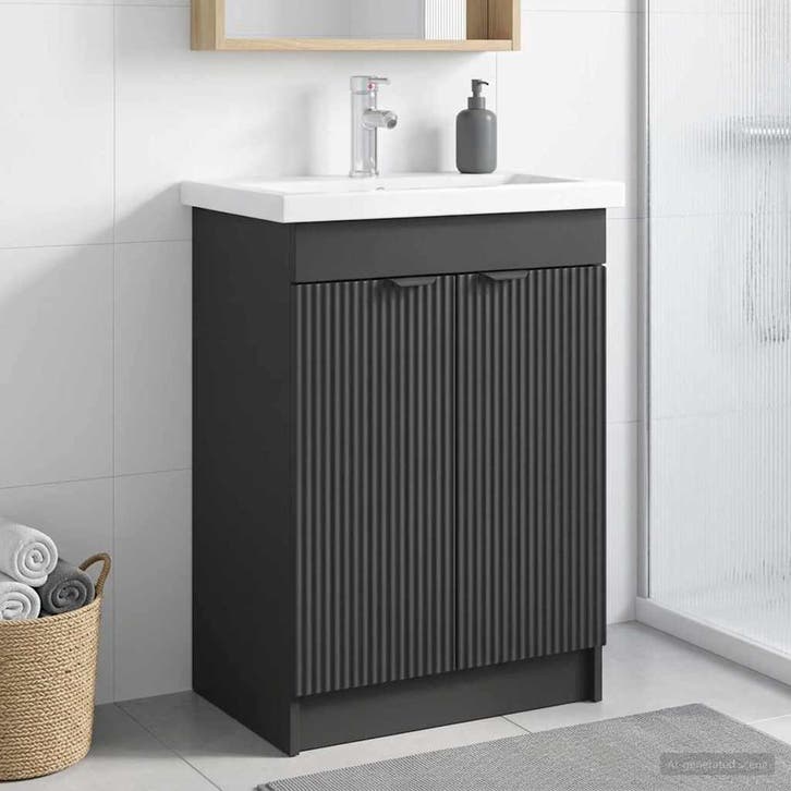 vidaXL Badkamer onder Wastafel Kast Zwart 78,5 x 37,5 x 81, Huis en Inrichting, Tafels | Kaptafels, Nieuw, Verzenden
