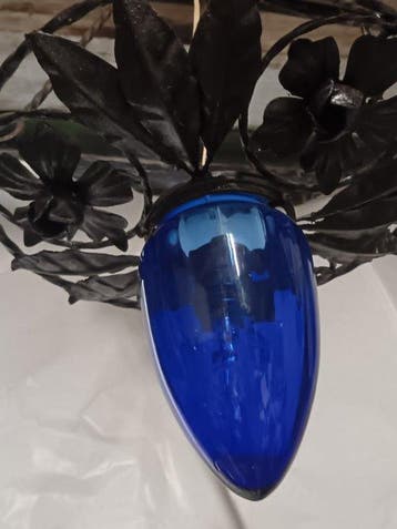 Plafondlamp - Kristal, Smeedijzer - Vintage hanglamp van