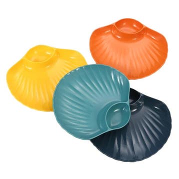 Schelp Kunststof Sushi Servies 4 Persoons Servies Set Borden, Verzenden, Nieuw