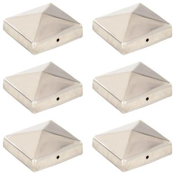 vidaXL Paalkappen 6 st piramide 81x81 mm roestvrij staal, Tuin en Terras, Verzenden, Nieuw