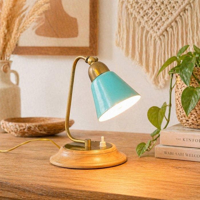 Tafellamp - Aluminium, Hout, Antiek en Kunst, Antiek | Verlichting