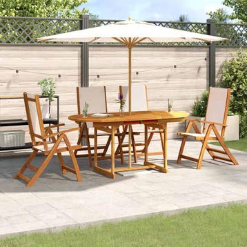 vidaXL 5-delige Tuinset massief acaciahout en textileen, Verzenden, Tuinset