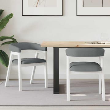 vidaXL Eetstoelen 2 st Massief Rubberhout Wit 54 x 57 x 73, Huis en Inrichting, Stoelen, Verzenden, Nieuw