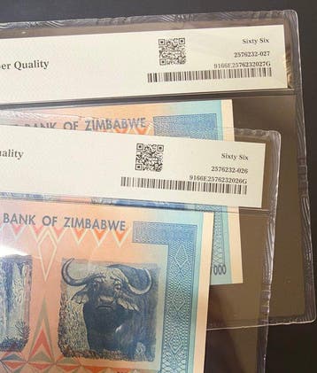 Zimbabwe. - 2 x 100 Trillion Dollars - 2008 - Consecutive -