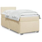 vidaXL Boxspring met matras stof crèmekleurig 100x200 cm, Verzenden, Nieuw