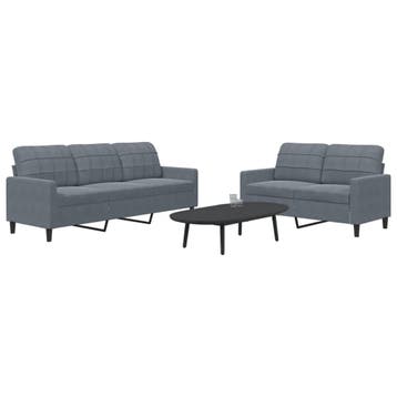 vidaXL 2-delige Loungeset met kussens fluweel donkergrijs, Verzenden, Nieuw