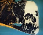 Andy Warhol - “Skull (yellow on teal), 1976”.