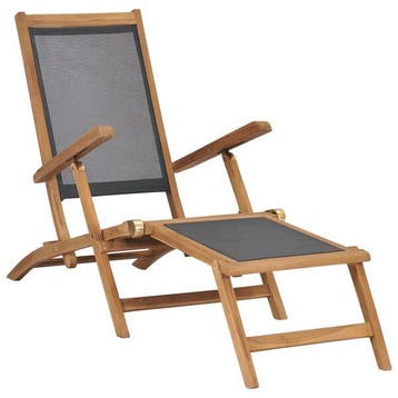Chaise longue teck massif et repose-pieds - Seconde chance, Verzenden, Nieuw