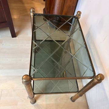 Centre de table - Laiton, Verre - Table basse vintage en