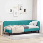 vidaXL Hoek Bed Frame Turquoise 80 x 200 cm Fluweel, Maison & Meubles, Verzenden