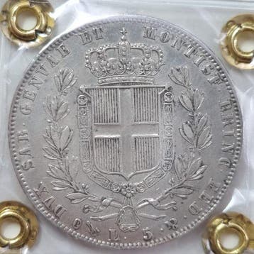 Italië, Savoye Carlo Alberto. 5 Lire 1847 G