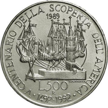 Italië. 200 Lire / 500 Lire 1989 Discovery of America 1st, Postzegels en Munten