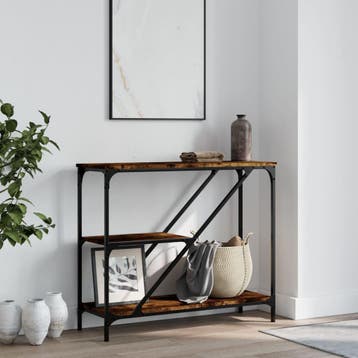 vidaXL Wandtafel 88,5x30x75 cm bewerkt hout gerookt, Verzenden, Nieuw