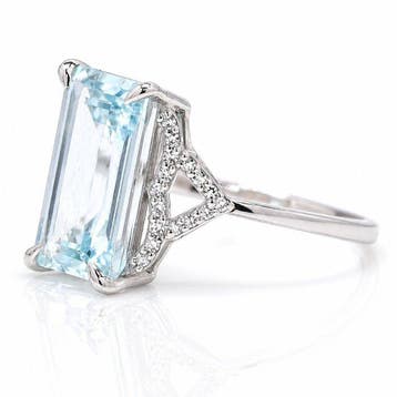 Zonder minimumprijs - Ring Platina - 2.75ct. tw. Aquamarijn, Handtassen en Accessoires, Nieuw