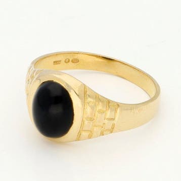 Bague - 18 carats Or jaune Onyx, Bijoux, Sacs & Beauté