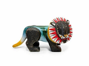 Zuid-Afrikaanse Raku keramische leeuw “Rey León / The King”