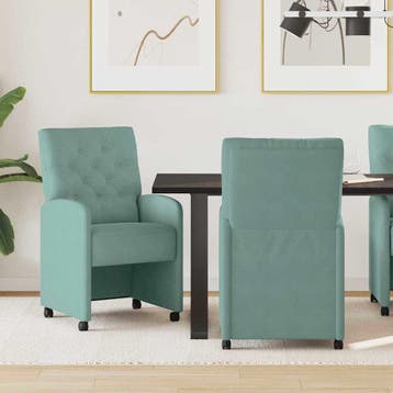 vidaXL Eetkamerstoelen met wielen 2 st Fluweel Zeegroen, Verzenden