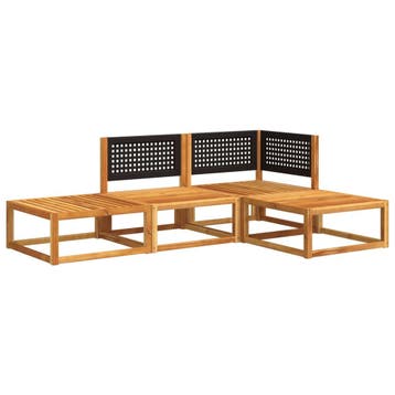 vidaXL 4-delige tuinbankset met kussens acaciahout & rotan, Tuin en Terras, Verzenden, Nieuw