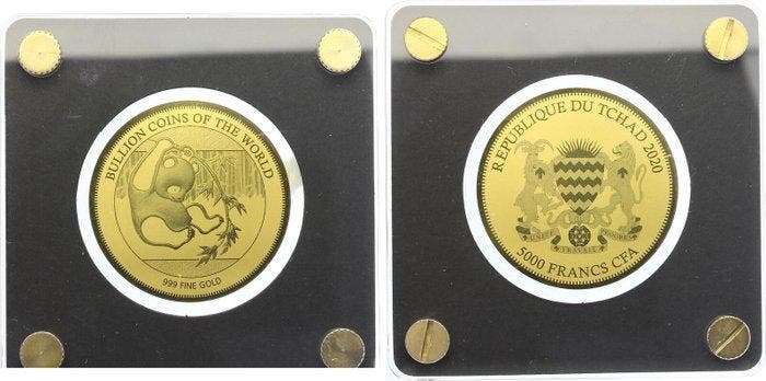 Tsjaad. 5000 Francs 2020 Panda, 1/200 Oz (.999) (Zonder, Postzegels en Munten, Munten | Europa | Niet-Euromunten