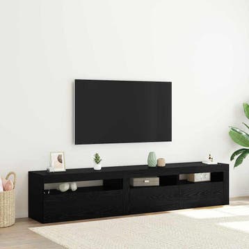 vidaXL TV Kast 2 st Zwart Eiken Bewerkt hout, Huis en Inrichting, Verzenden, Nieuw