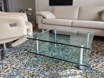 Salontafel - Glas, Aluminium - Glazen salontafel