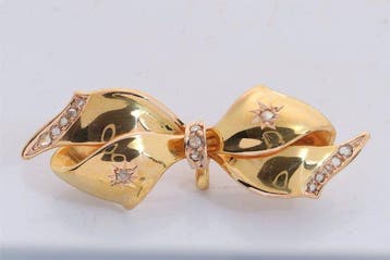 Broche - 18 karaat Geel goud - Diamant - Antiek Victoriaans