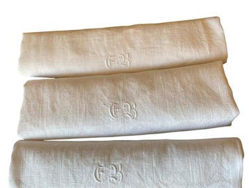 Handdoek (3) - 86 cm - 55 cm - Linnen damast handdoeken