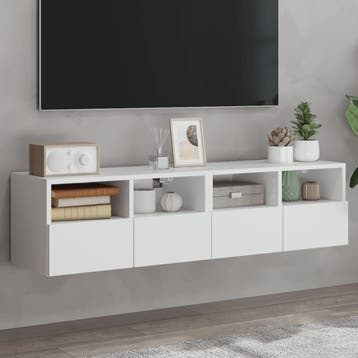 vidaXL Tv-wandmeubels 2 st 60x30x30 cm bewerkt hout wit, Verzenden