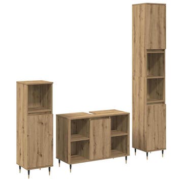 vidaXL Badkamermeubel Set 3 st Artisan Eiken 30 x 30 x 180, Huis en Inrichting, Badkamer | Badkamermeubels, Verzenden, Nieuw