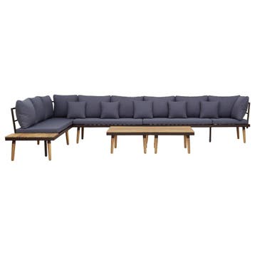 vidaXL Loungeset 8-zits met kussens massief acaciahout, Verzenden, Nieuw, Loungeset