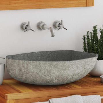 vidaXL Wastafel ovaal (45-53)x(34-41) cm riviersteen, Doe-het-zelf en Bouw, Sanitair, Verzenden, Nieuw