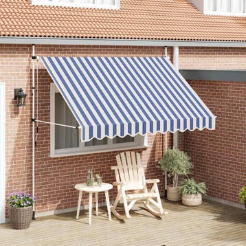 vidaXL Luifel handmatig uittrekbaar 300 cm blauw en witte, Verzenden, Nieuw