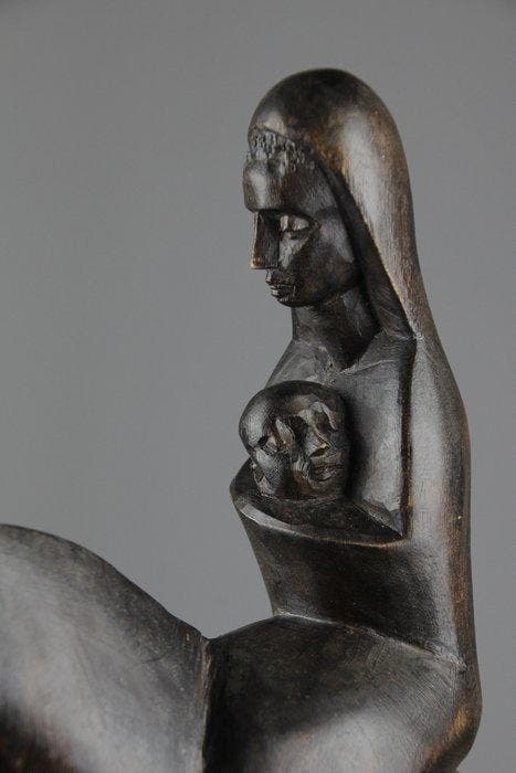 Snijwerk, Flight into Egypt - 32 cm - Hout, Antiquités & Art, Art | Art non-occidental