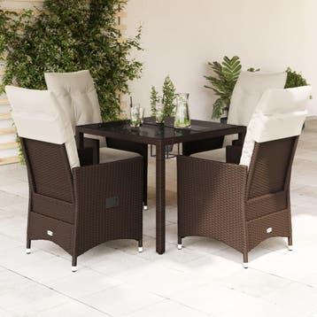 vidaXL 5-delige Tuinset met kussens poly rattan bruin, Verzenden, Nieuw, Tuinset