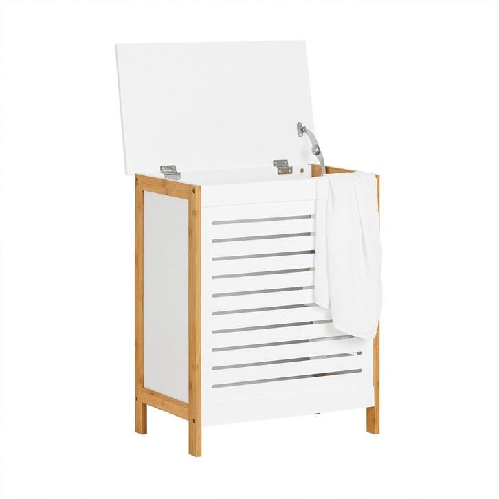 2dekans | SoBuy Wasmand - met deksel - 69 x 13 x 54 cm - Wit, Doe-het-zelf en Bouw, Hout en Planken, Ophalen of Verzenden
